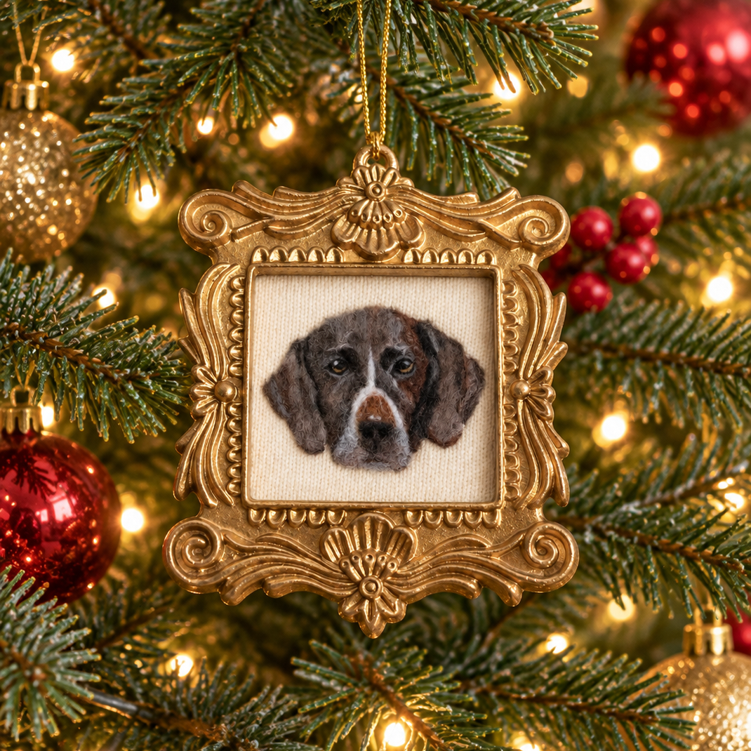 Mini Framed Wool-Painted Ornament